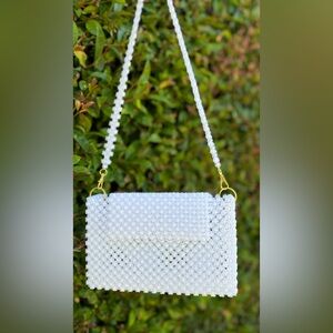 Handmade. Acrylic cube white beads.